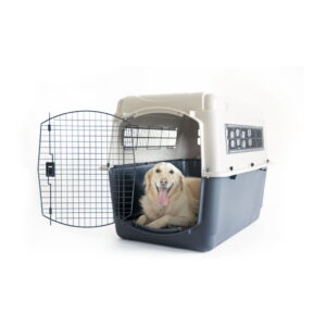 Petmate® Ultra Vari Plastic Travel Dog Kennel 40" for Large Pets 70-90 lbs, Taupe/Black